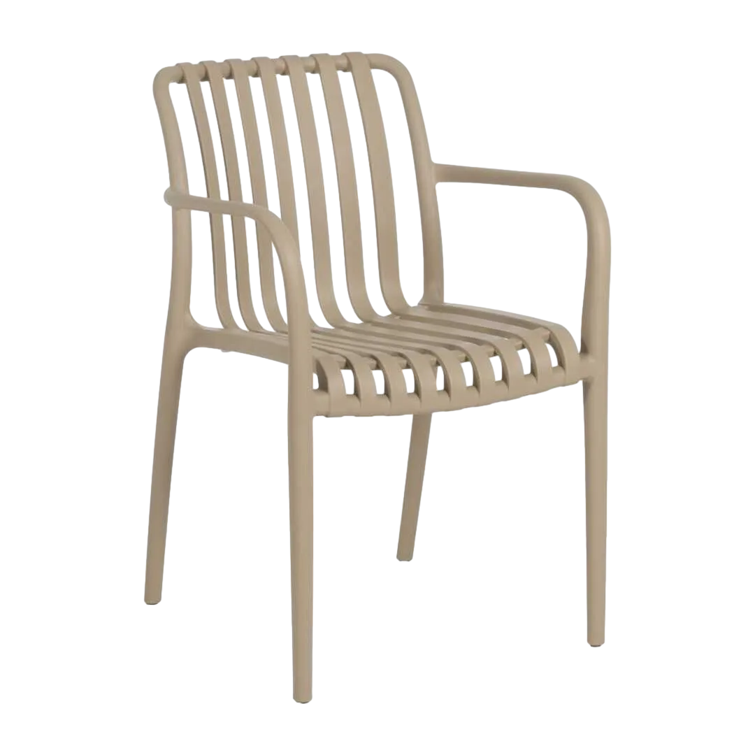 Silla apilable de polipropileno beige para exterior 56x57x81cm - Ixia - 614308IX - foto-transparente