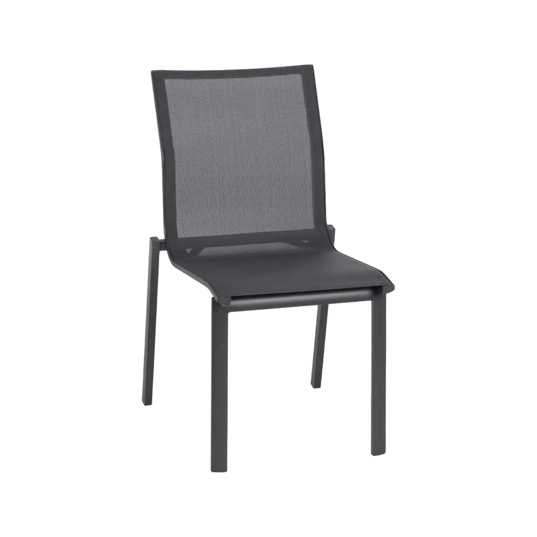 Silla apilable de aluminio y textileno para exterior 49x62x90cm - Ixia - 614437IX - foto-transparente