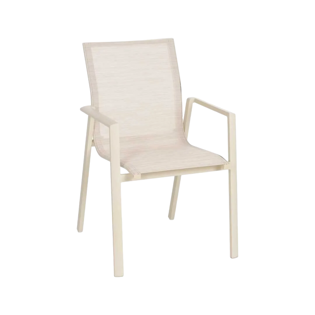 Silla apilable de aluminio y textileno apta para exterior 57x62.50x88cm - Ixia - 614438IX - foto-transparente