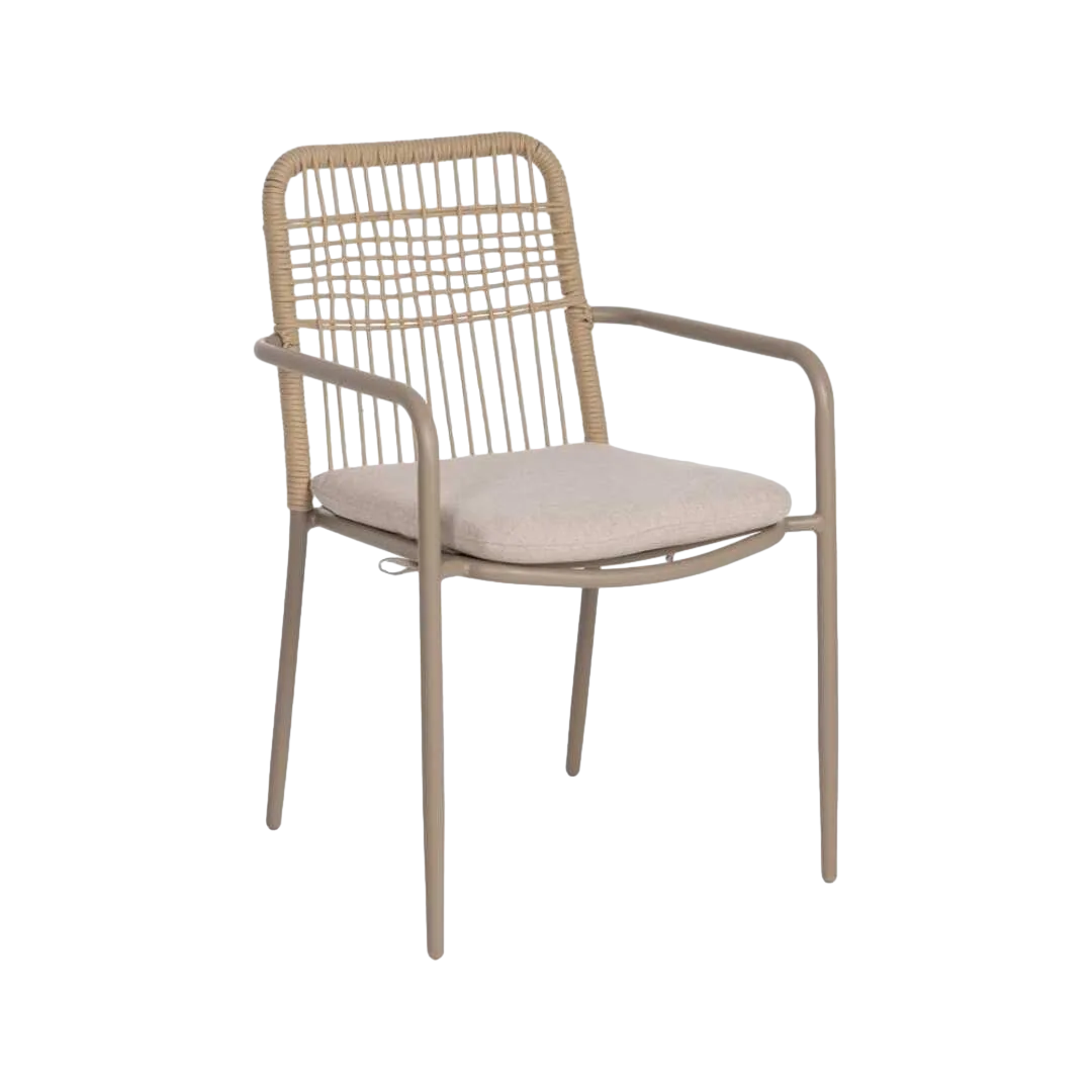 Silla de aluminio para exterior con cojín desenfundable tapizado en olefina relleno 4cm foam y algodón 58x62x85cm - Ixia - 614446IX - foto-transparente