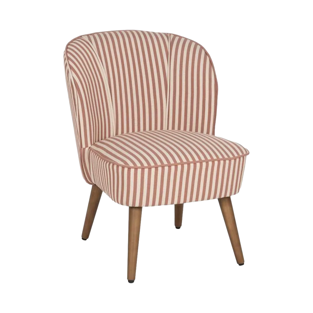 Sillón de rayas terracota en madera de caucho 54x64x73cm - Ixia - 614509IX - foto-transparente