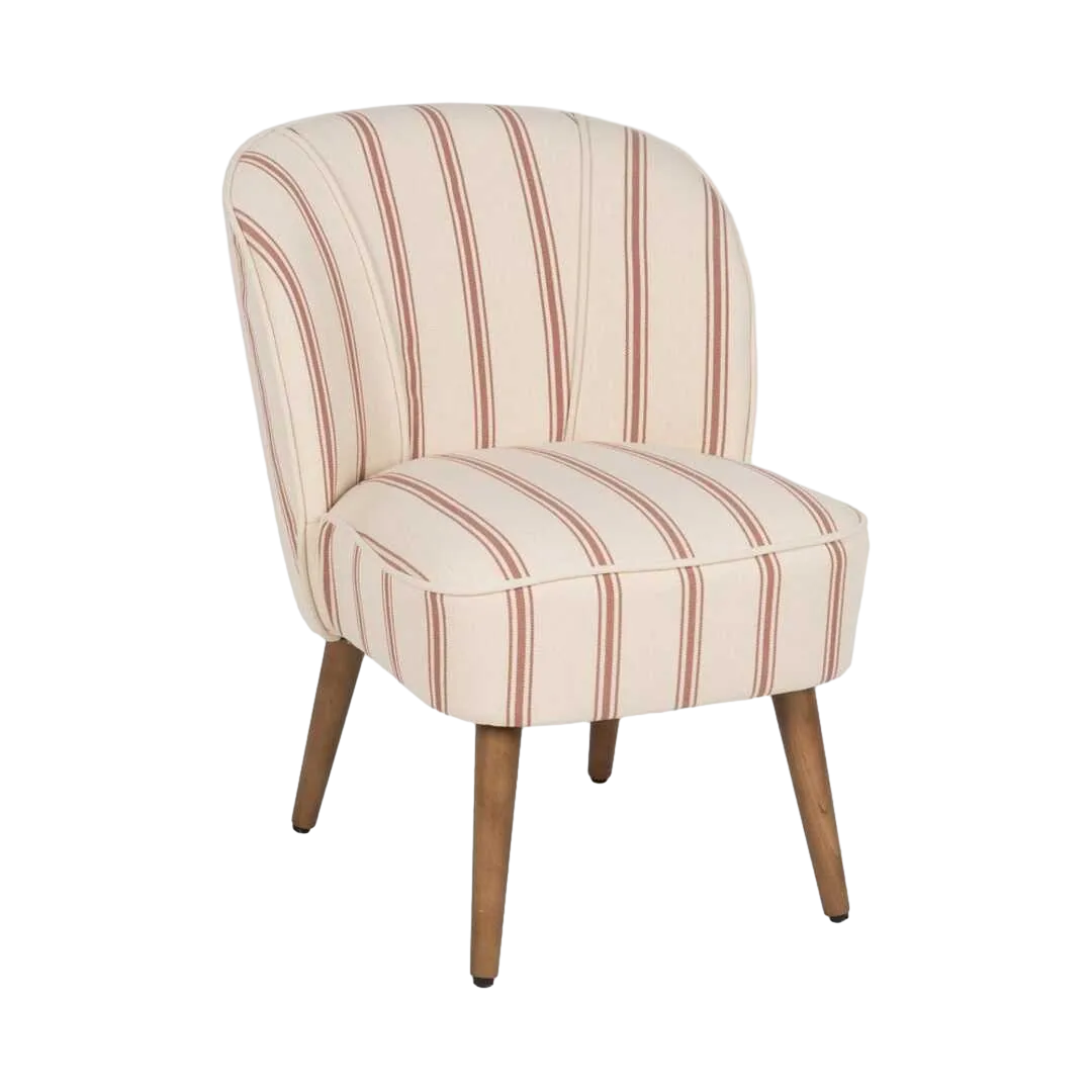 Sillón con rayas terracota en madera de caucho 54x64x73cm - Ixia - 614511IX - foto-transparente