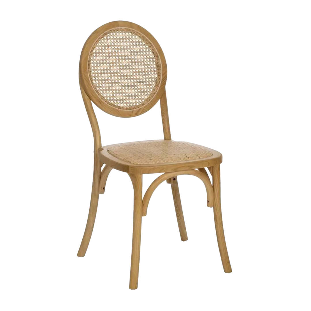 Silla natural en madera de olmo y ratán asiento 46cm 45x57x92cm - Ixia - 614568IX - foto-transparente