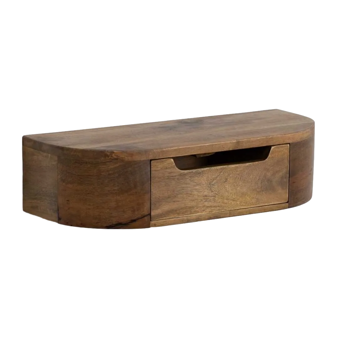 Mesita flotante en madera de mango color miel con cajón 50x20x13cm - Ixia - 614590IX - foto-transparente