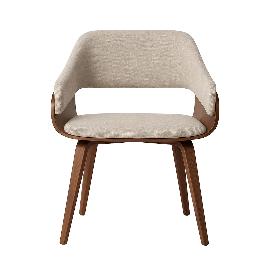 Silla tapizada en tejido gris marrón con estructura de madera de haya 51x55x75cm - Ixia - 614600IX - foto-transparente