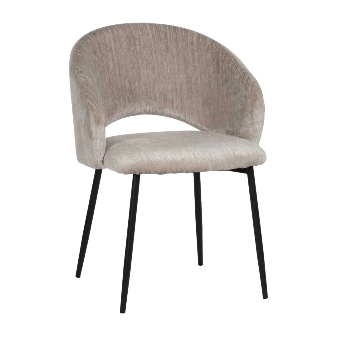 Silla tapizada en tejido poliéster color hielo con patas de hierro 58x60x80.50cm - Ixia - 614602IX - foto-transparente