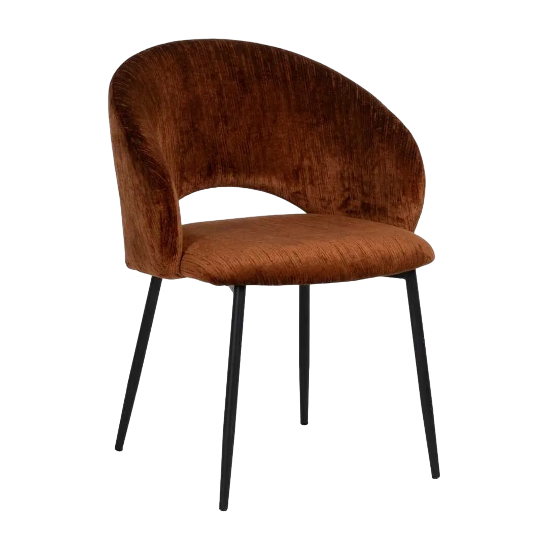 Silla tapizada en tejido marrón con patas de hierro 58x60x80.50cm - Ixia - 614604IX - foto-transparente
