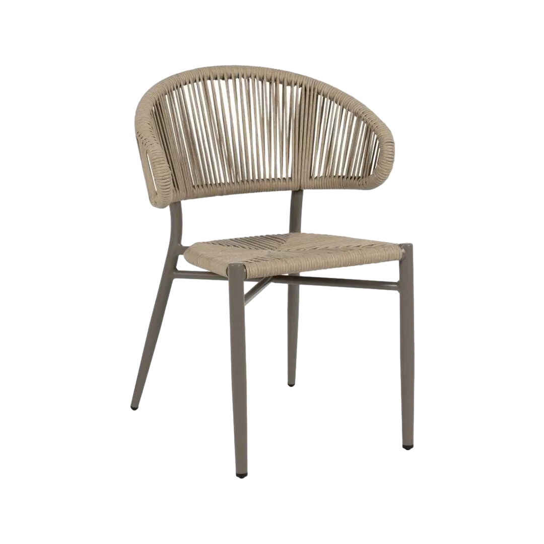 Silla apilable de polietileno y aluminio para exterior color natural gris 59x58x79cm - Ixia - 614612IX - foto-transparente