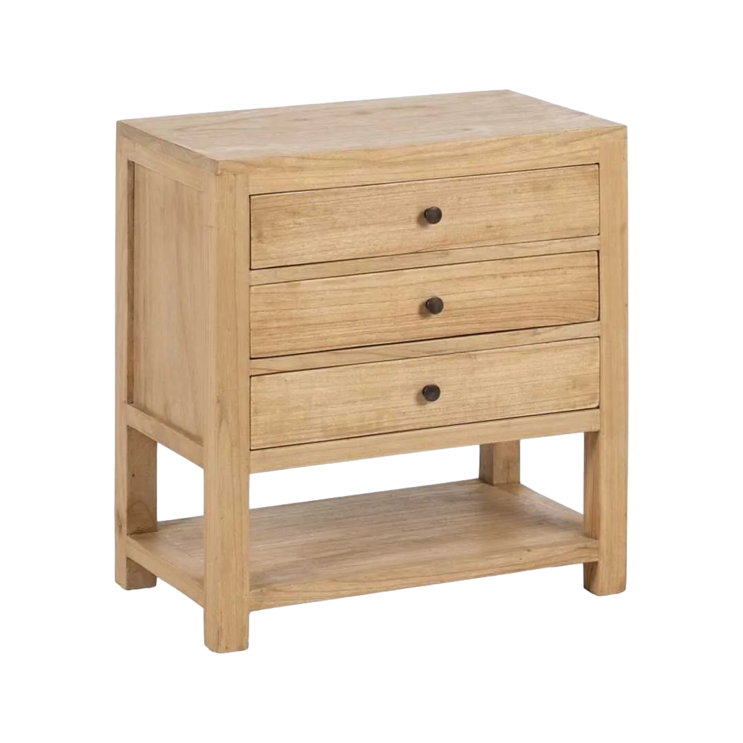 Mesita natural de madera mindi para dormitorio 60x35x65cm - Ixia - 614620IX - foto-transparente