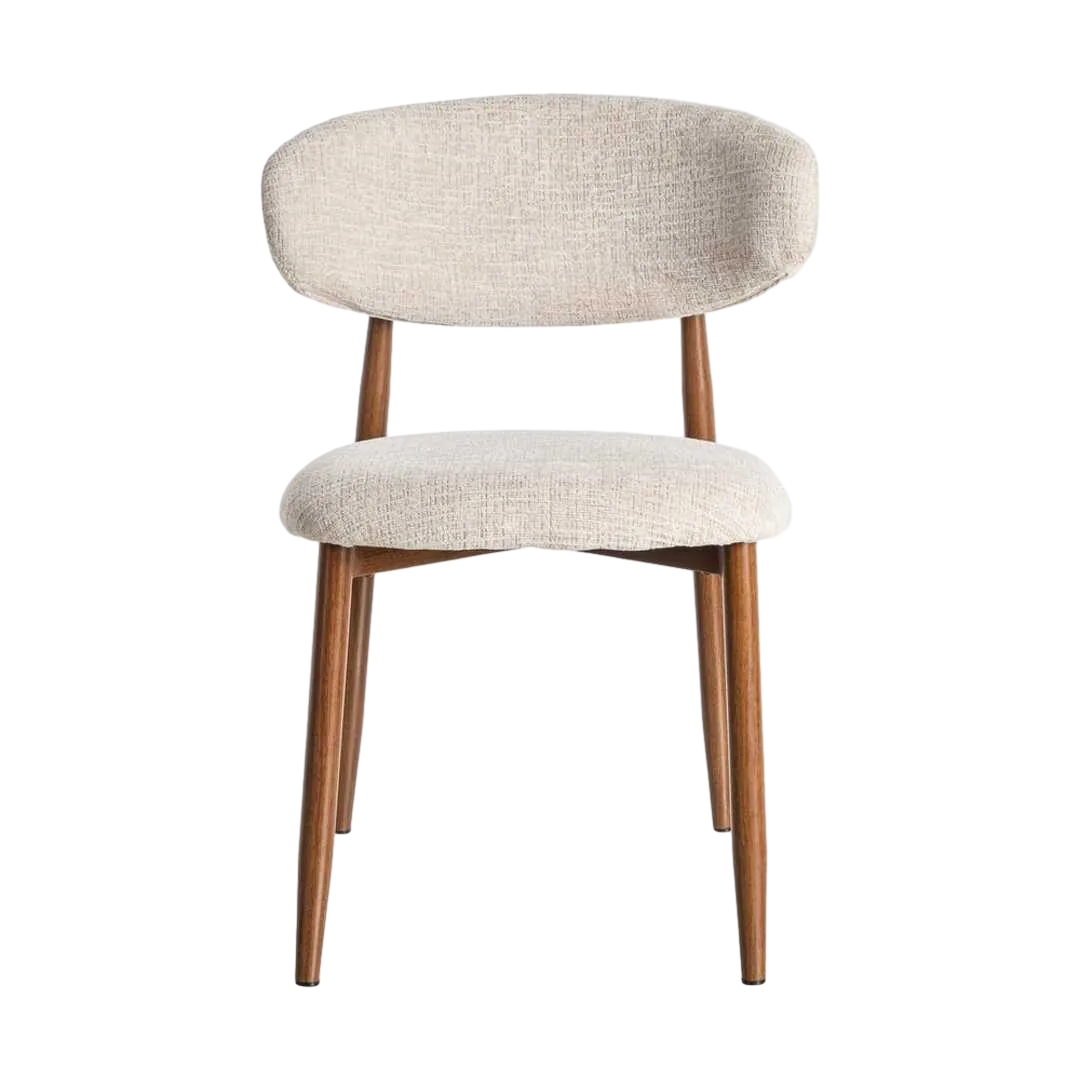 Silla tapizada beige en tejido 100% poliéster y estructura metálica 53x51x76.50cm - Ixia - 614625IX - foto-transparente