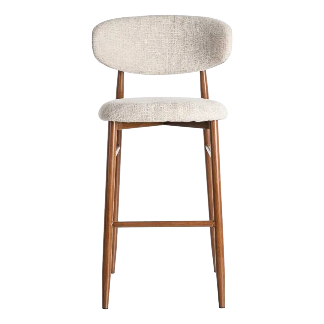 Taburete alto beige en tejido con estructura metálica 54x52x105cm - Ixia - 614627IX - foto-transparente
