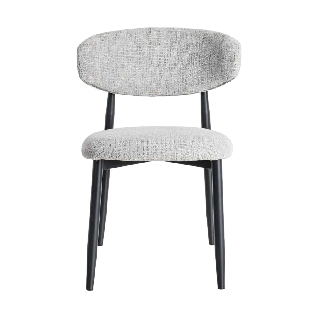 Silla gris tapizada en tejido 100% poliéster con estructura metálica 53x51x76.50cm - Ixia - 614628IX - foto-transparente