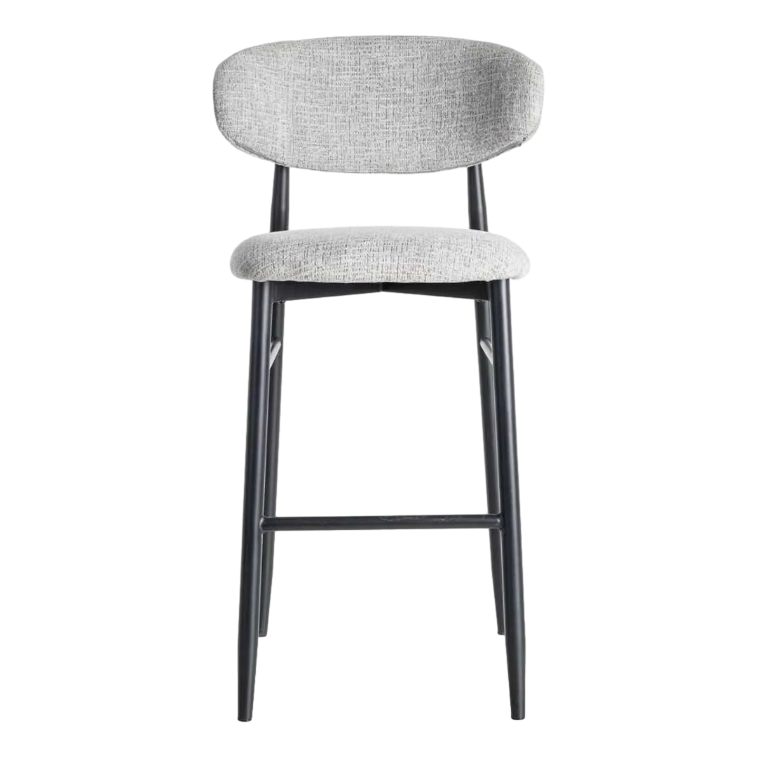 Taburete alto tejido gris con estructura metálica 54x52x105cm - Ixia - 614630IX - foto-transparente