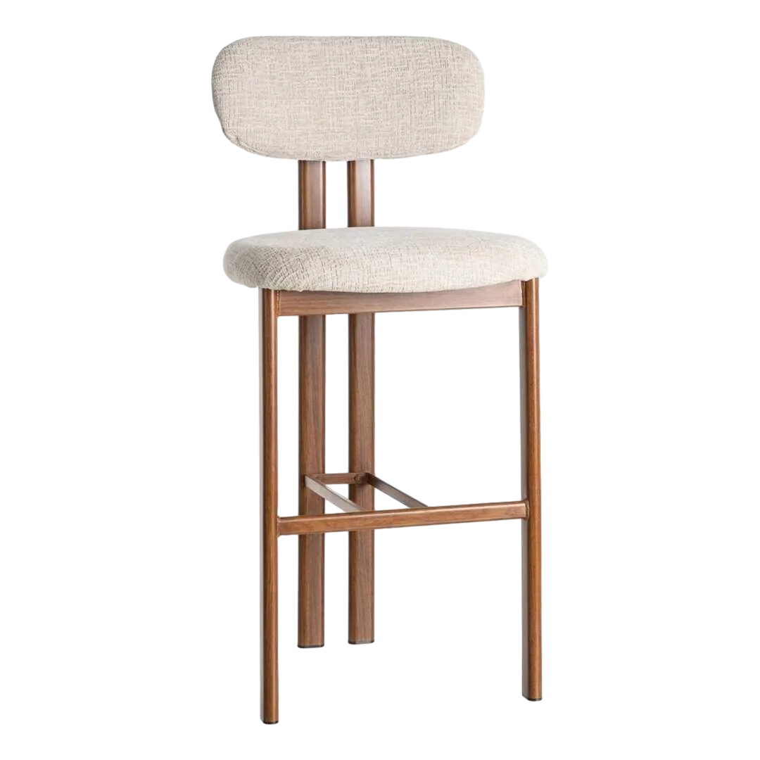 Taburete alto beige en tejido y estructura metal 50x47x109cm - Ixia - 614632IX - foto-transparente