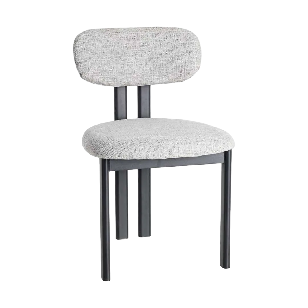 Silla en tejido gris con estructura metálica 50x47x81cm - Ixia - 614633IX - foto-transparente