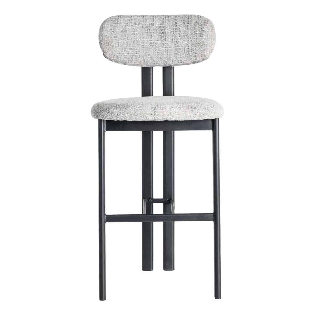 Taburete tapizado en tejido gris con estructura metálica asiento 75cm 50x47x109cm - Ixia - 614634IX - foto-transparente