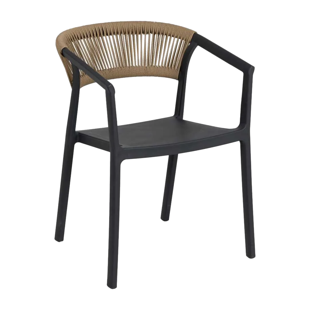 Silla apilable antracita de polipropileno con cuerda de polietileno 56x54x75.50cm - Ixia - 614705IX - foto-transparente
