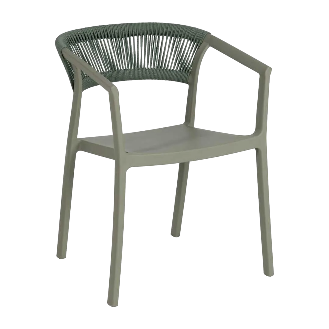 Silla apilable verde de polipropileno con cuerda de polietileno 56x52x76cm - Ixia - 614707IX - foto-transparente