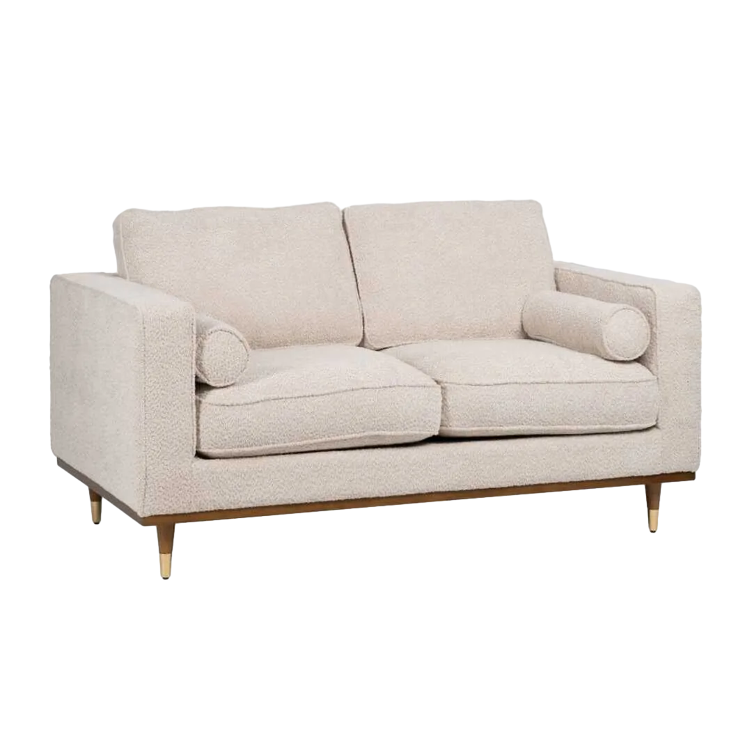 Sofá 2 plazas beige tapizado en tejido con cojines desenfundables y estructura de madera 171x89x83cm - Ixia - 614710IX - foto-transparente