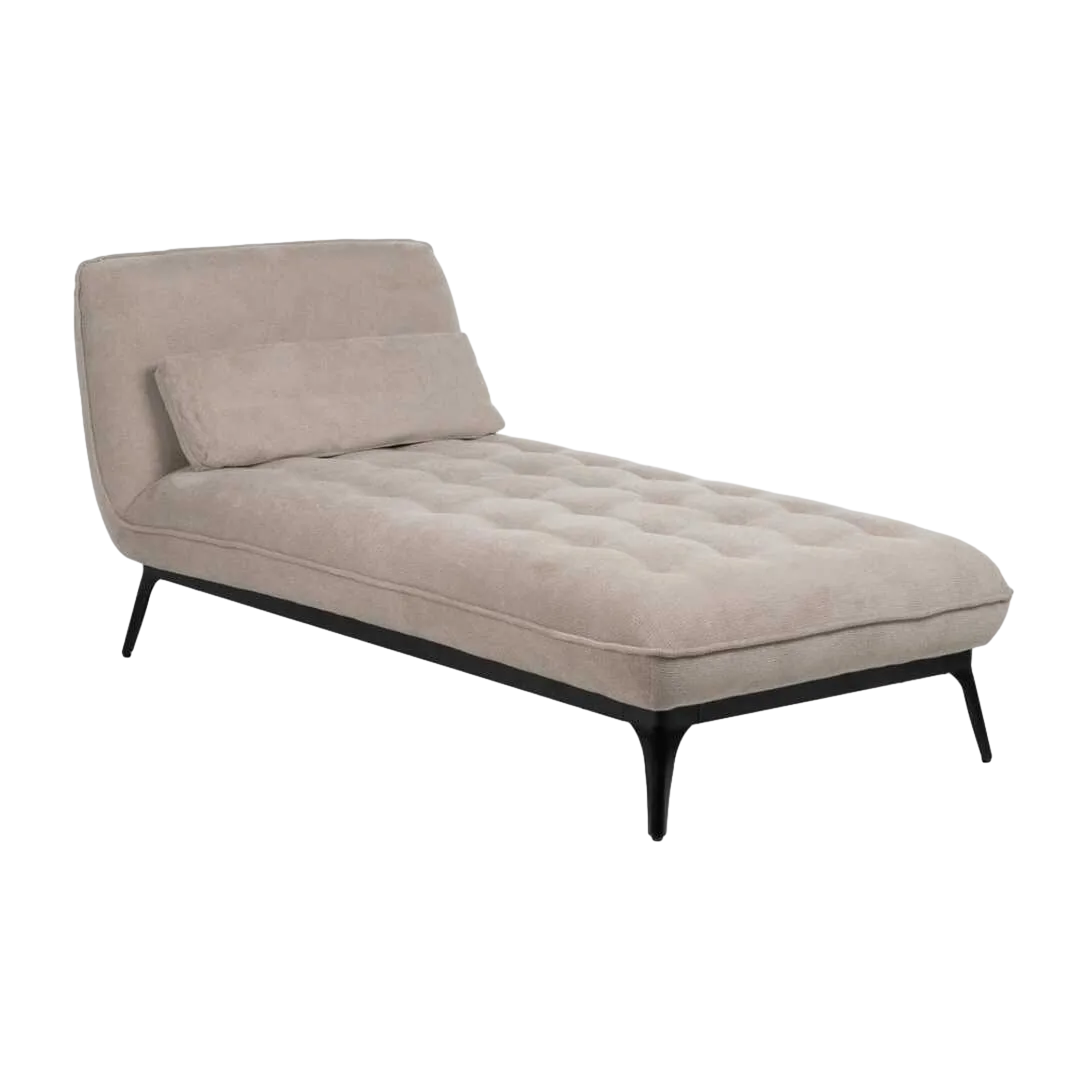 Chaise lounge tapizada en tejido taupe con estructura metálica 168x90x82cm - Ixia - 614714IX - foto-transparente