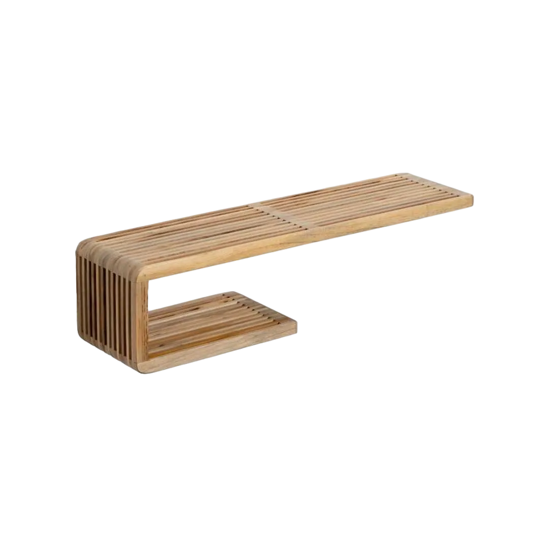 Estante en madera de teca reciclada acabado natural para salón 80x21x20cm - Ixia - 614733IX - foto-transparente