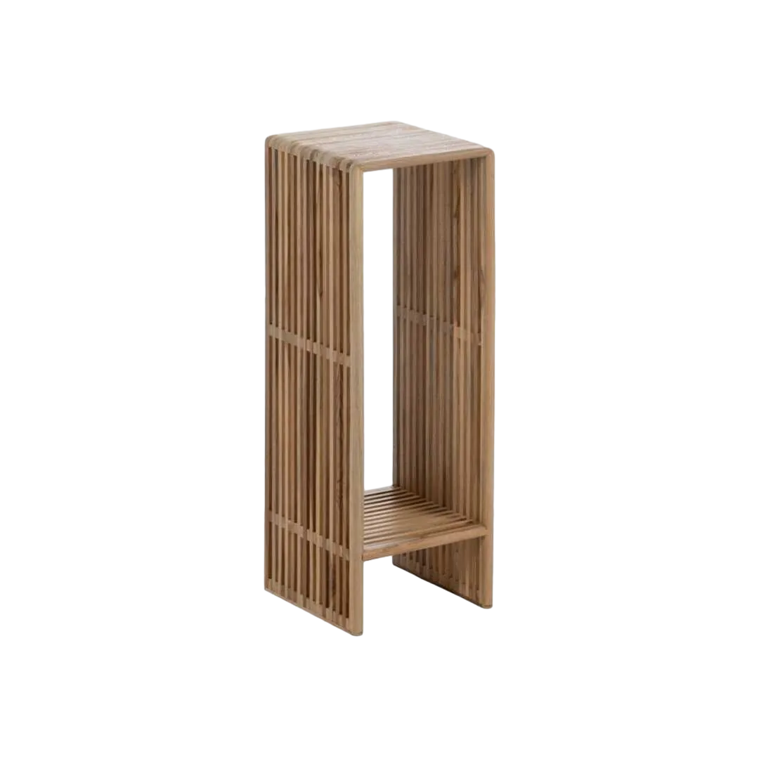 Set de 2 peanas de madera de teca reciclada color natural para salón 33x27x86cm - Ixia - 614735IX - foto-transparente