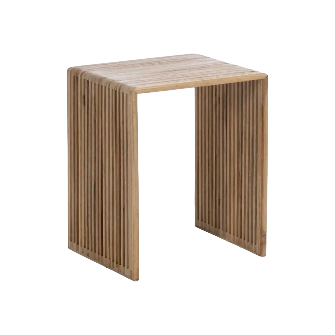 Set de 3 mesas auxiliares en madera de teca reciclada acabado natural 41x34x50cm - Ixia - 614740IX - foto-transparente
