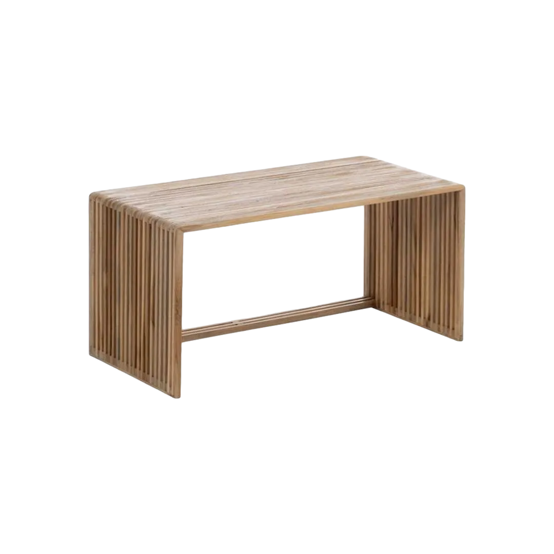 Juego de 2 mesas de centro en madera de teca reciclada color natural 85x35x41cm - Ixia - 614741IX - foto-transparente