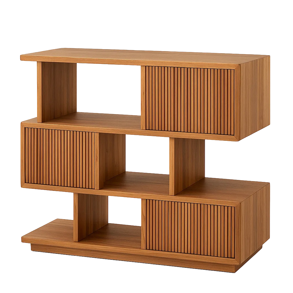 Mueble auxiliar de madera de teca reciclada color natural 116x35x129cm - Ixia - 614748IX - foto-transparente
