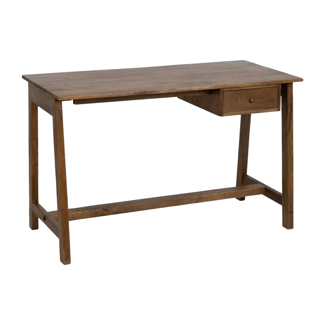 Escritorio en madera de mango natural con cajón 120x60x78cm - Ixia - 614767IX - foto-transparente