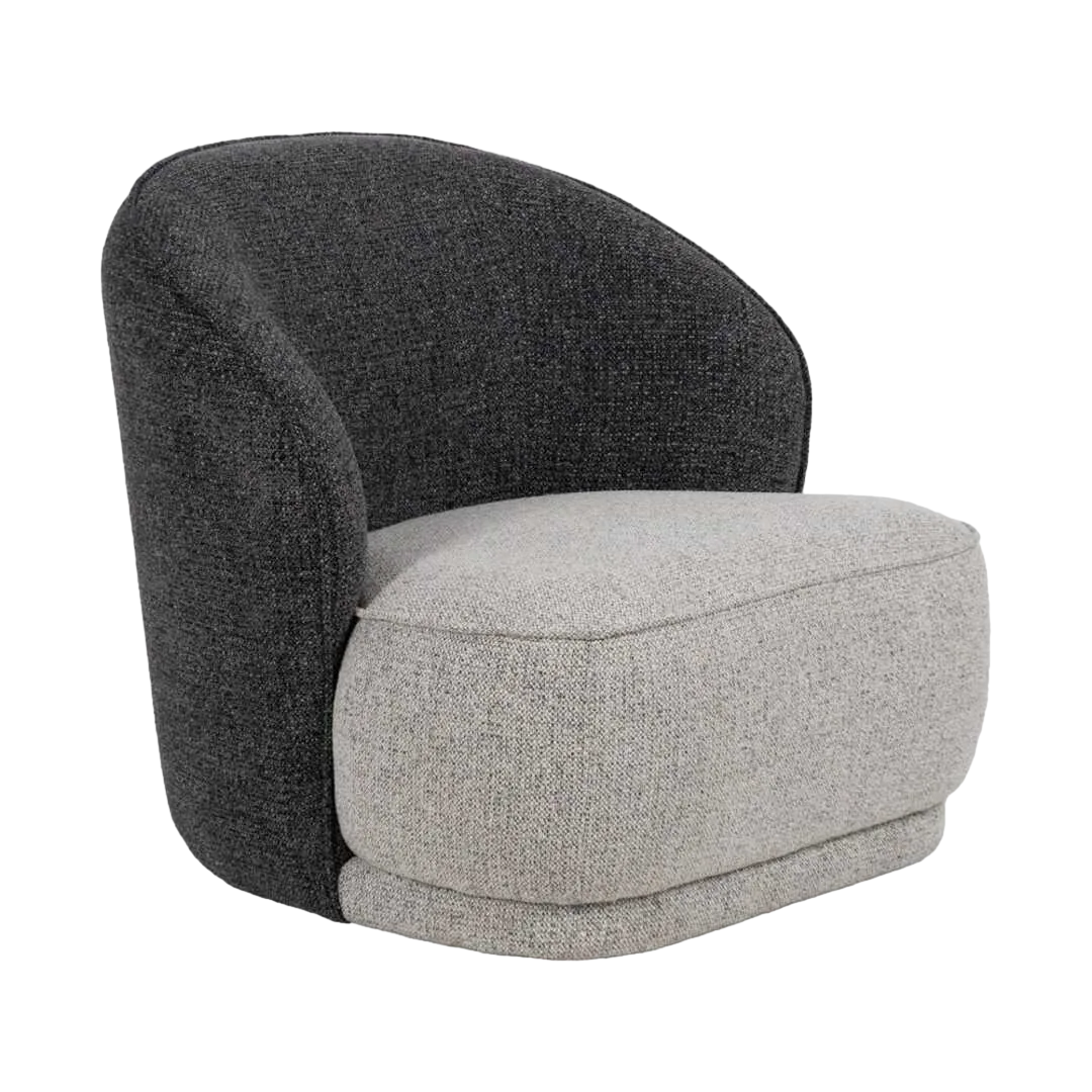 Sillón bicolor tapizado en tejido 100% poliéster 78x81x74cm - Ixia - 614783IX - foto-transparente