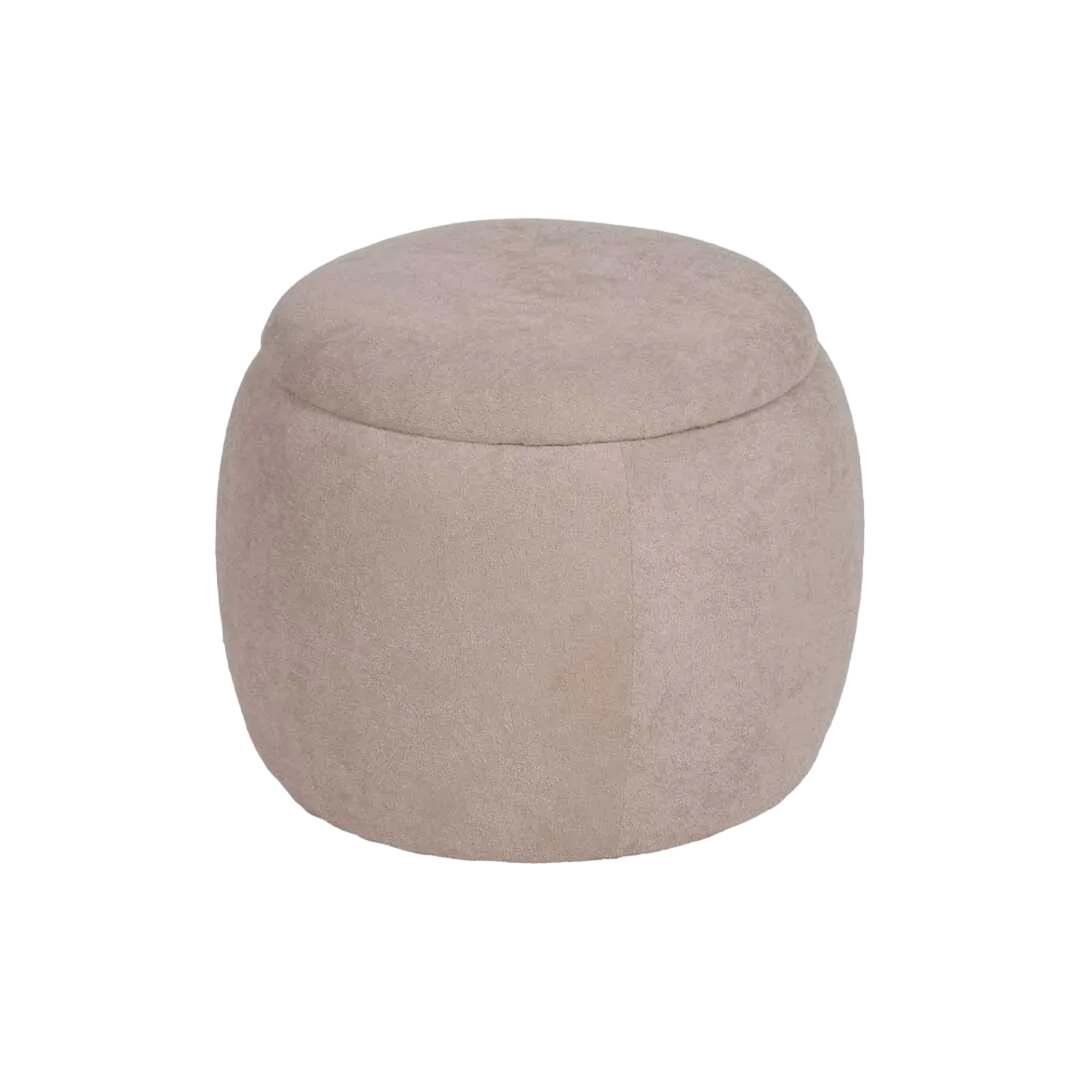 Puf baúl beige en DM y tejido 100% poliéster 55x55x43cm - Ixia - 614809IX - foto-transparente