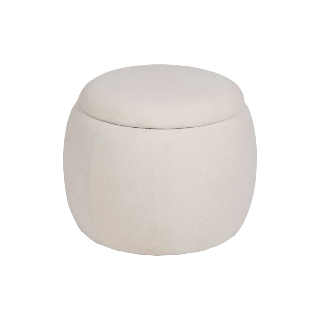 Puf baúl crema en DM y tejido 100% poliéster 55x55x43cm - Ixia - 614810IX - foto-transparente