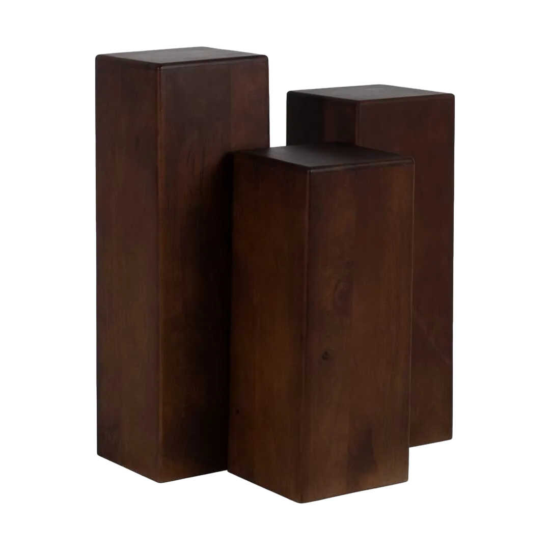 Set de 3 peanas en madera de mango para salón 28x28x90cm - Ixia - 614851IX - foto-transparente