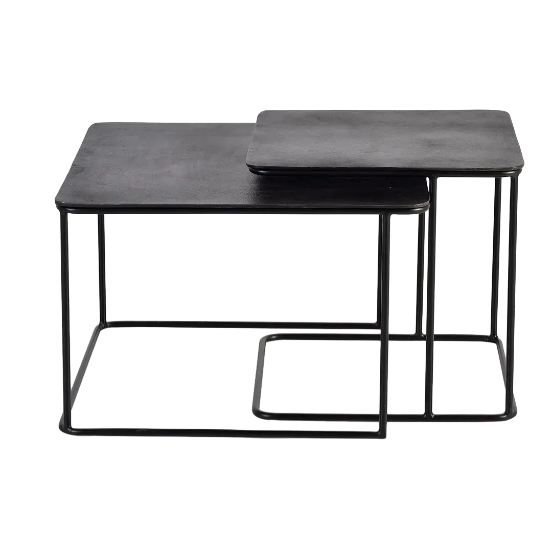 Set de 2 mesas de centro cuadradas en metal negro diseño contemporáneo y robusto Grande 62. pequeña 46xGrande 62. pequeña 46xGrande 41. pequeña 45cm Grande 62. pequeña 46xGrande 62. pequeña 46xGrande 41. pequeña 45cm - Giner y Colomer - 6148GYC - foto-transparente
