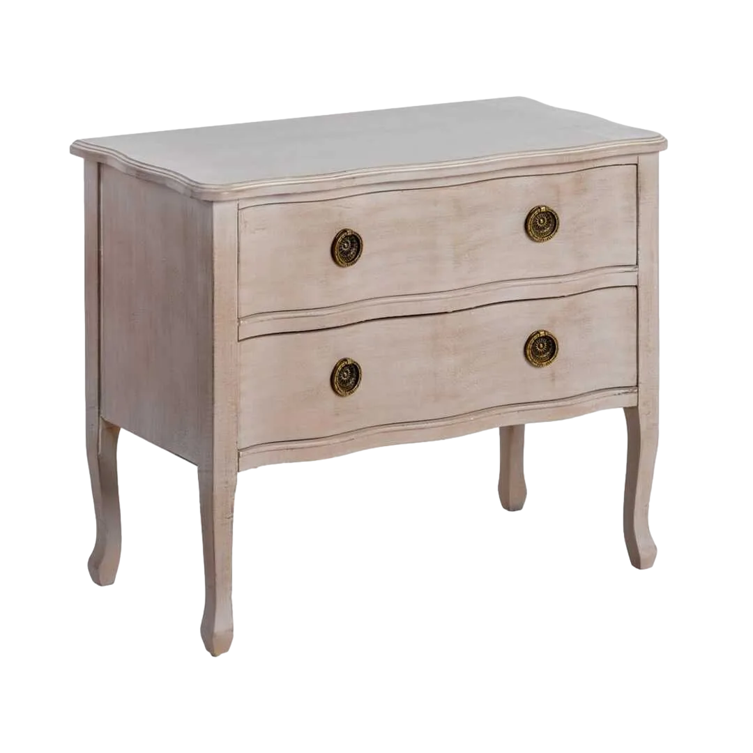 Mesita en madera de abeto marrón claro con cajones 80x38x65.50cm - Ixia - 615208IX - foto-transparente