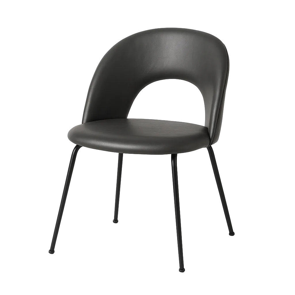 Silla gris de simil piel estilo contract con asiento acolchado y patas de hierro 49x60x81cm - Ixia - 615210IX - foto-transparente