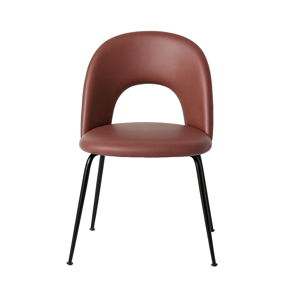 Silla tapizada en símil piel color vino con patas de hierro 49x60x81cm - Ixia - 615211IX - foto-transparente