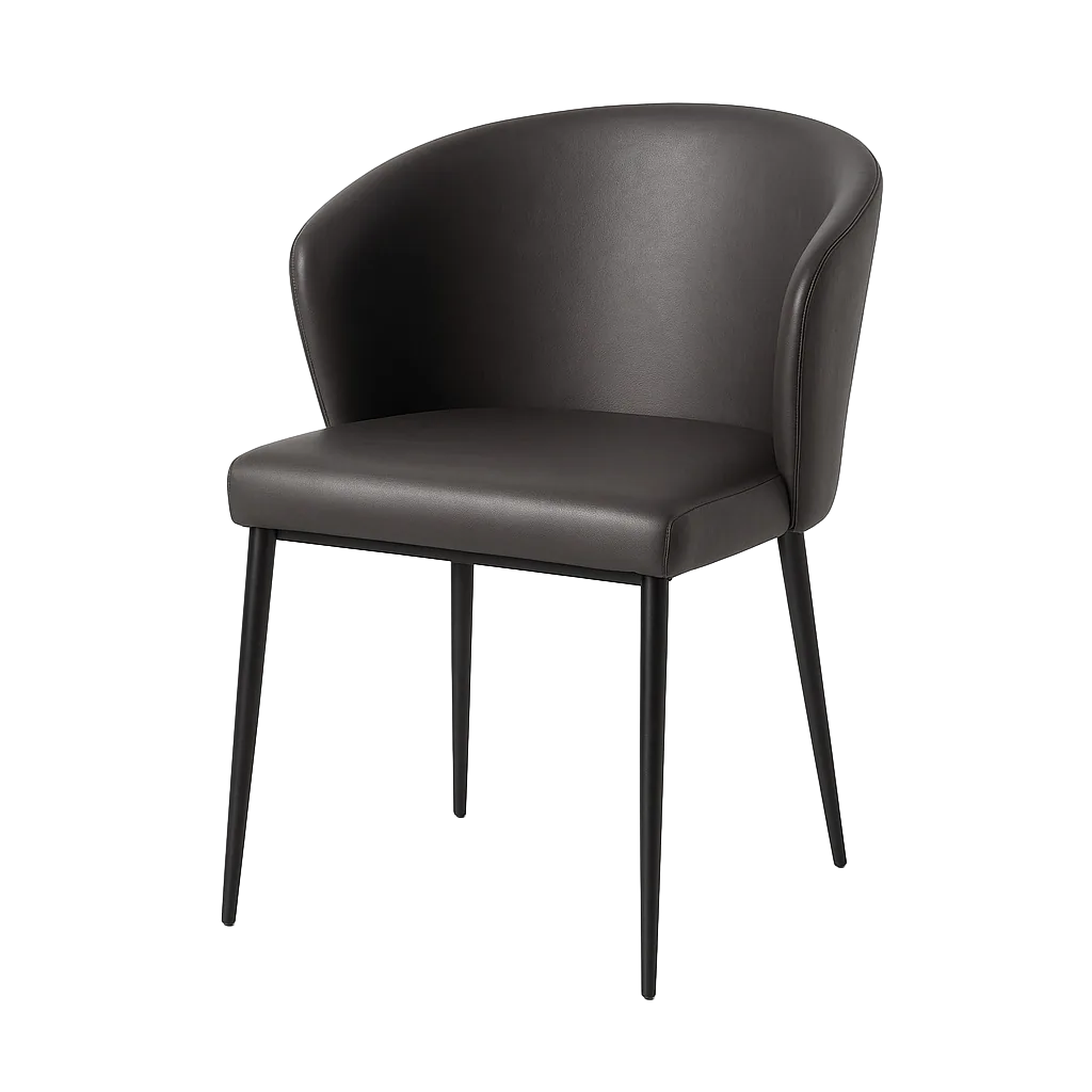Silla tapizada en símil piel gris con patas de hierro 59x55x80cm - Ixia - 615212IX - foto-transparente