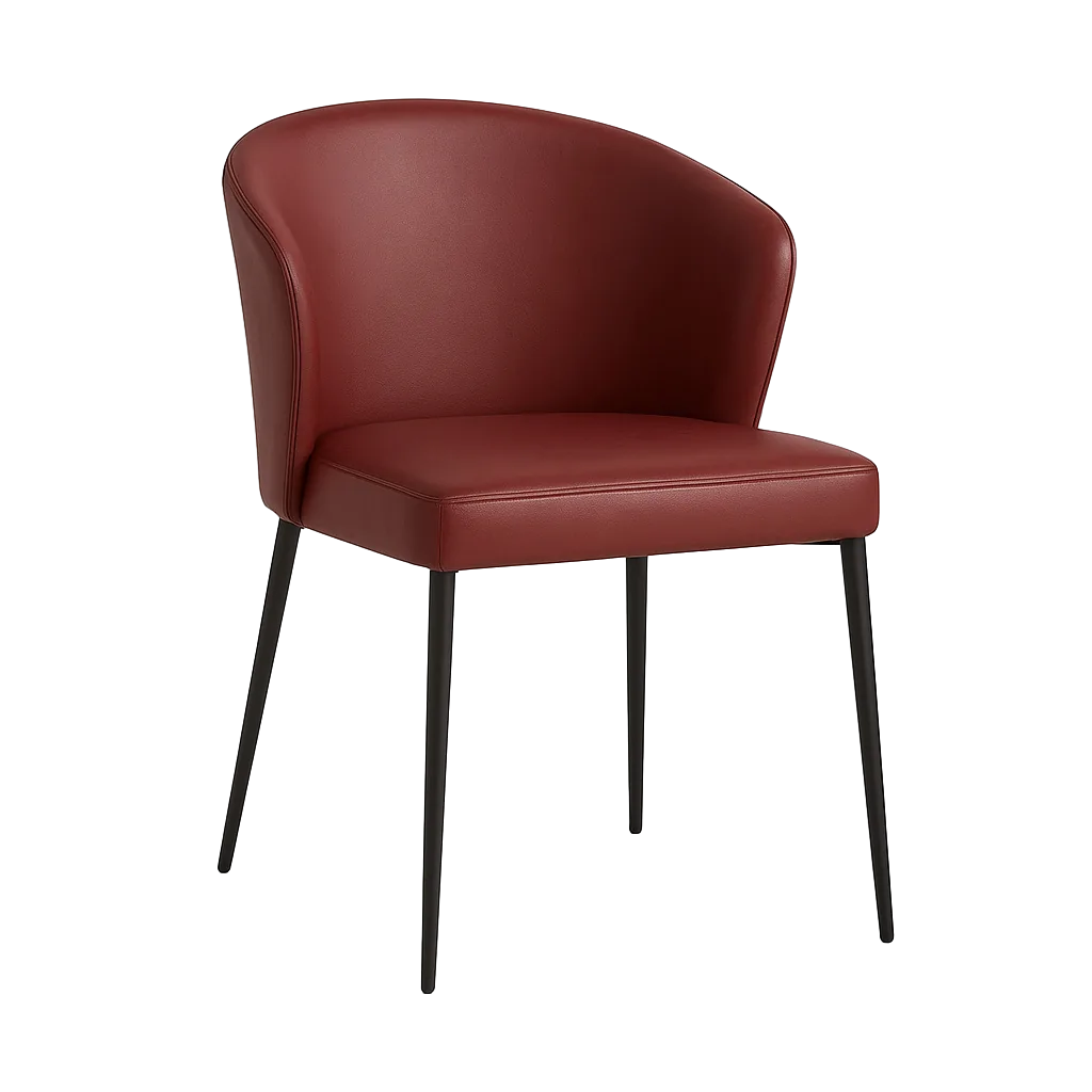Silla tapizada en símil piel color vino patas de hierro 59x55x80cm - Ixia - 615213IX - foto-transparente