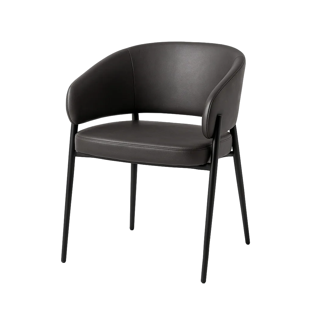 Silla en símil piel gris con patas de hierro y asiento acolchado 60x59x83cm - Ixia - 615214IX - foto-transparente
