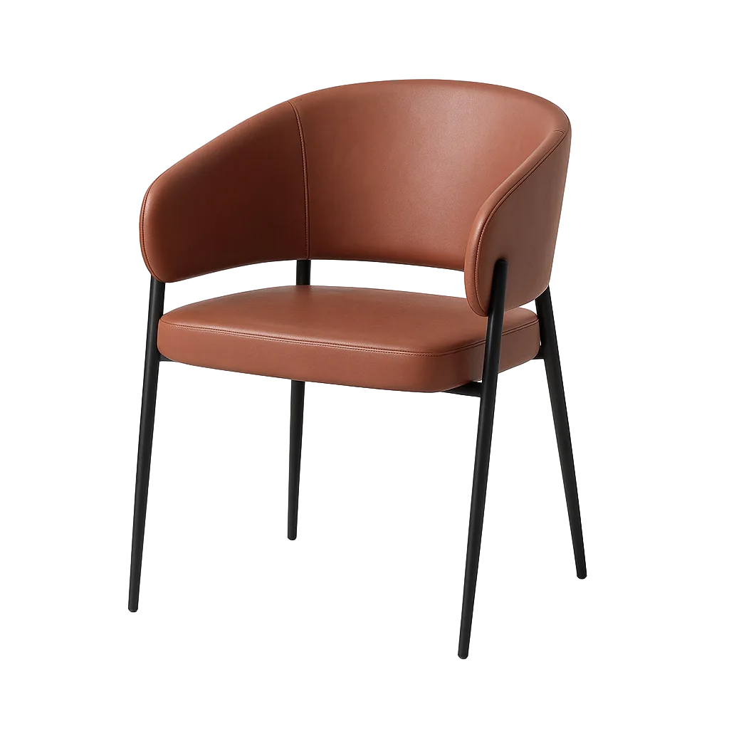 Silla tapizada en símil piel color vino con patas de hierro y relleno espuma D28 60x59x83cm - Ixia - 615215IX - foto-transparente