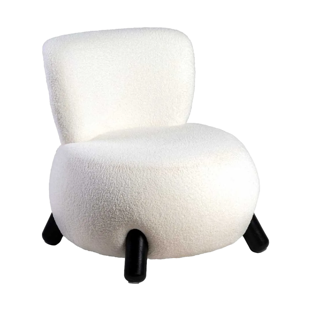 Sillón blanco y negro en tejido y madera con patas de caucho 73x75x74.50cm - Ixia - 615249IX - foto-transparente