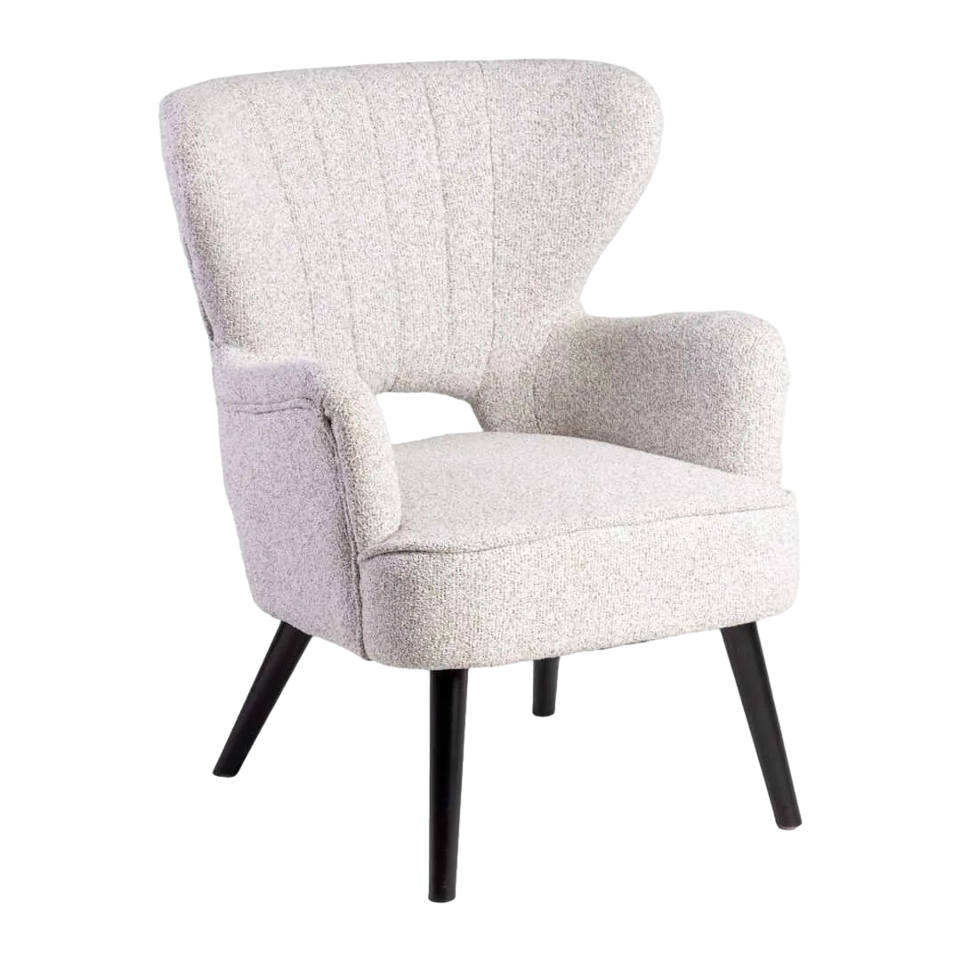 Sillón jaspeado crudo en tejido con patas de madera de caucho 70x74x90cm - Ixia - 615250IX - foto-transparente