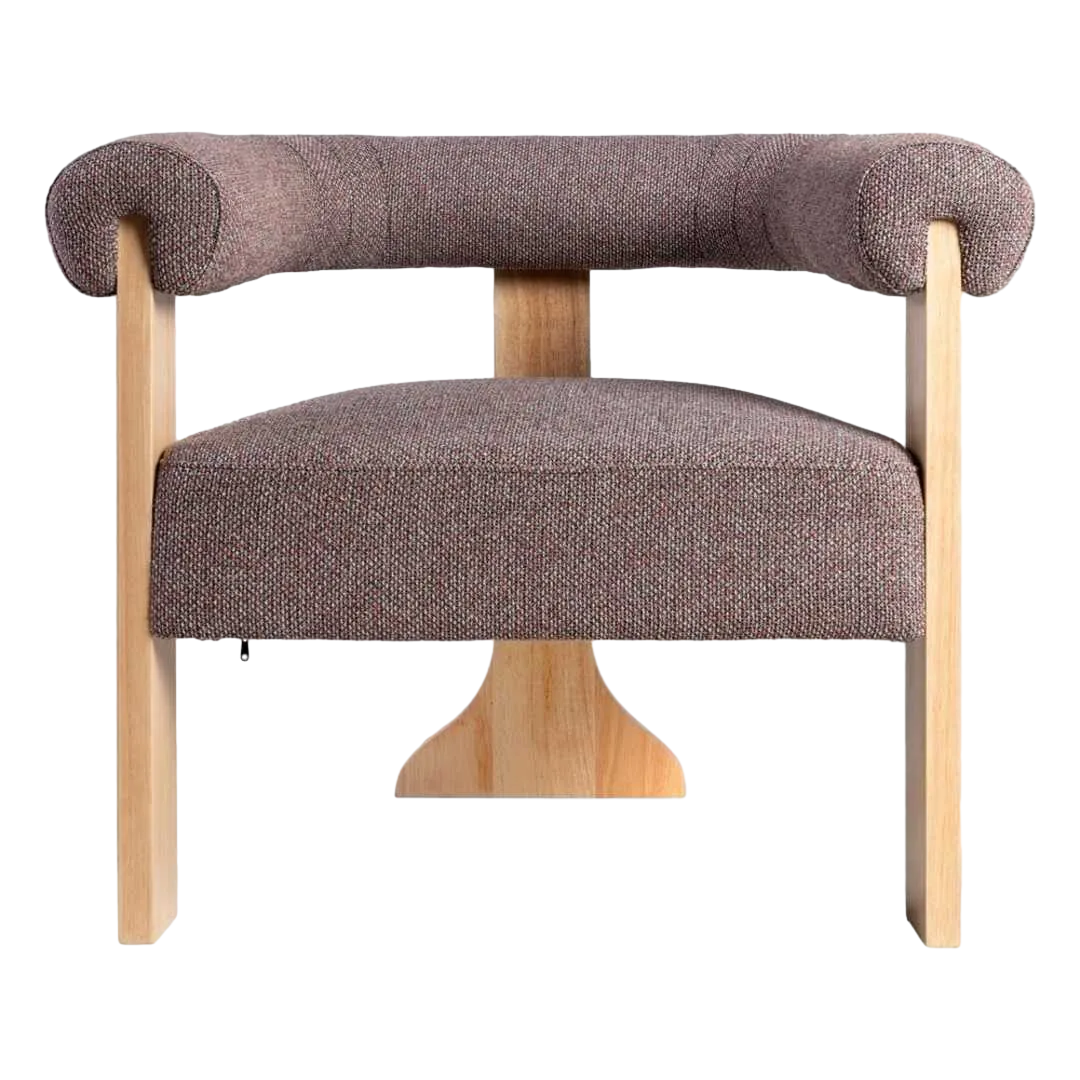 Sillón jaspeado gris y rosa tejido con patas de madera 84x69x72cm - Ixia - 615252IX - foto-transparente