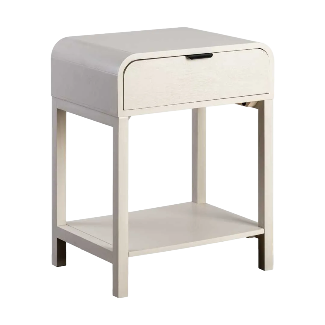 Mesita gris claro en DM con cajón y patas de pino 48x35.50x61cm - Ixia - 615275IX - foto-transparente