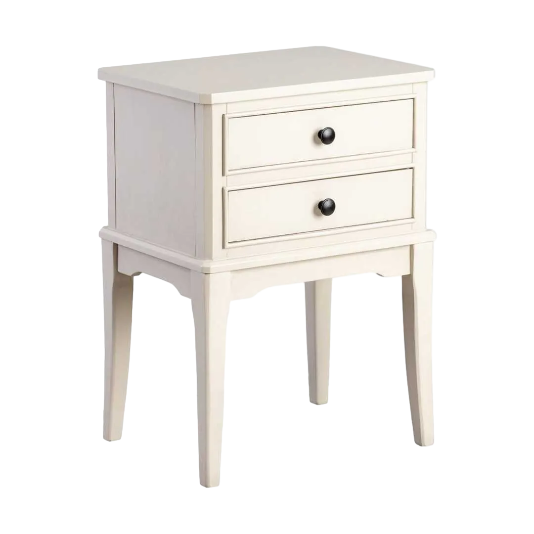 Mesita auxiliar gris claro en DM con cajón y estructura de pino 40.50x38x56cm - Ixia - 615277IX - foto-transparente