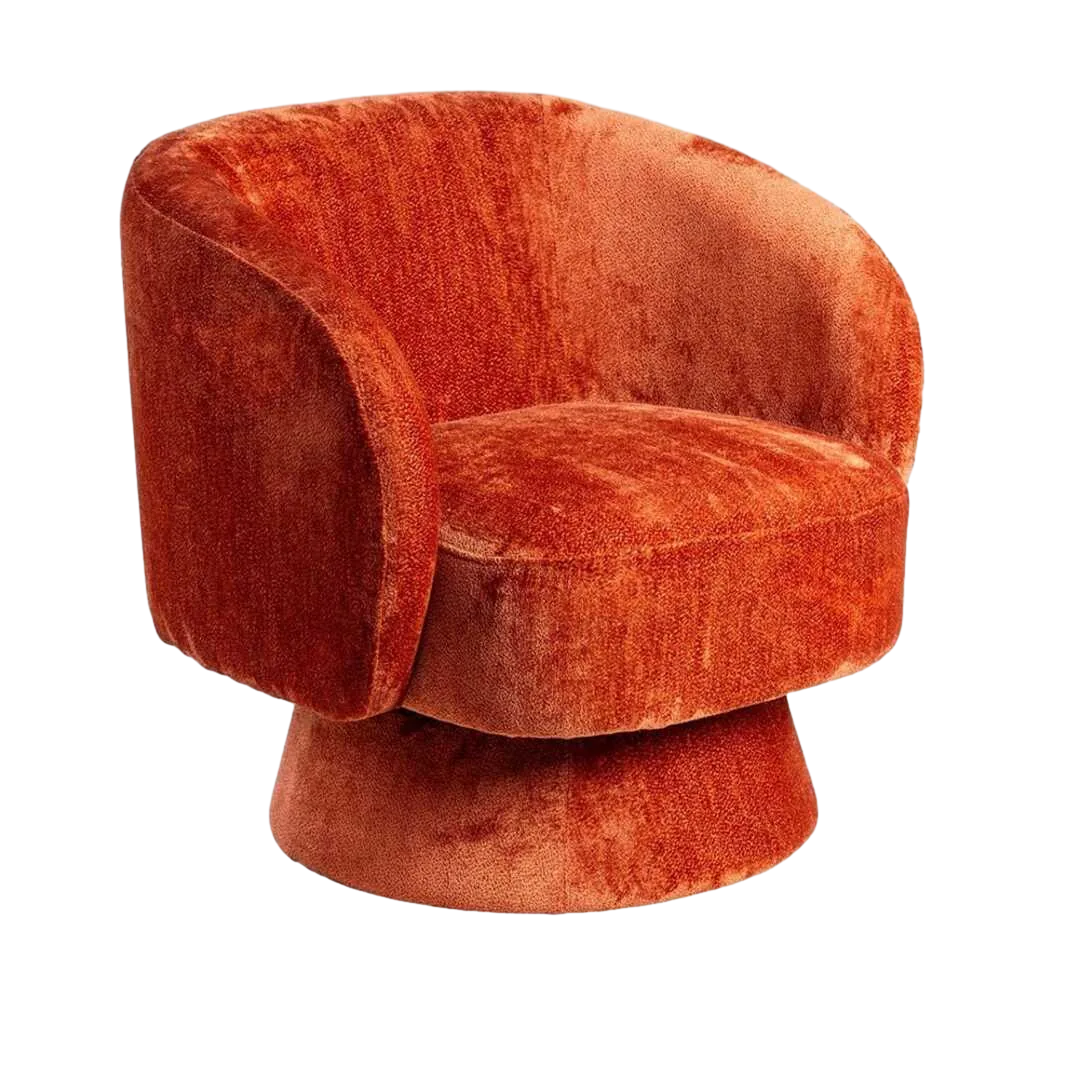 Sillón giratorio en tejido poliéster terracota 78x79x77cm - Ixia - 615287IX - foto-transparente