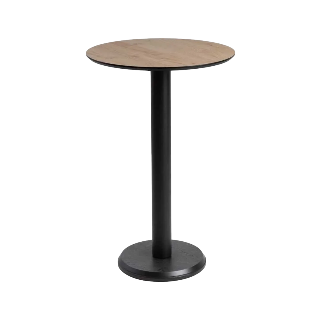 Mesa alta natural en metal y madera 65x65x100cm - Ixia - 615308IX - foto-transparente