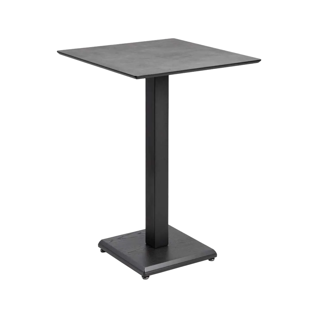 Mesa alta metal y madera con sobre MDF y patas de hierro en grafito y antracita 68x68x100cm - Ixia - 615313IX - foto-transparente